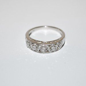 925 Sterling Silver CZ Filigree Heart Ring Sz 8